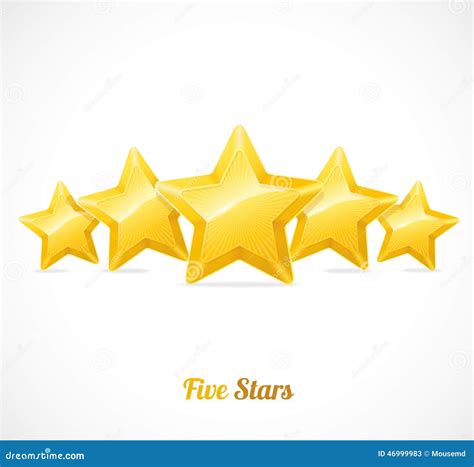 Vector Star Rating With Five Gold Stars Concept Stock Vector