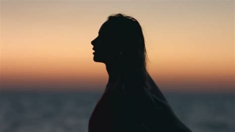 Silhouette Of A Slender Young Woman Stock Footage Videohive