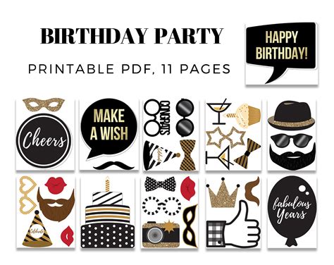 Birthday Photo Booth Props Printable Pdf Birthday Party Decorations