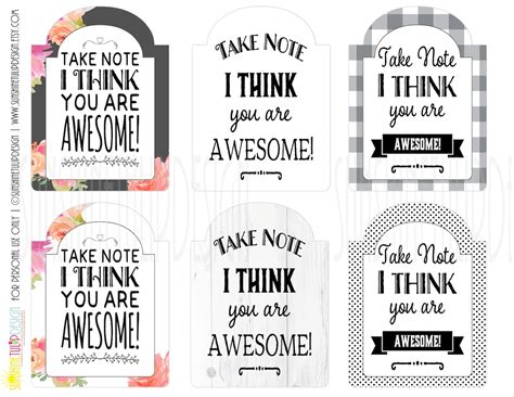 Printable Take Note You Are Awesome Gift Tags Printable Etsy