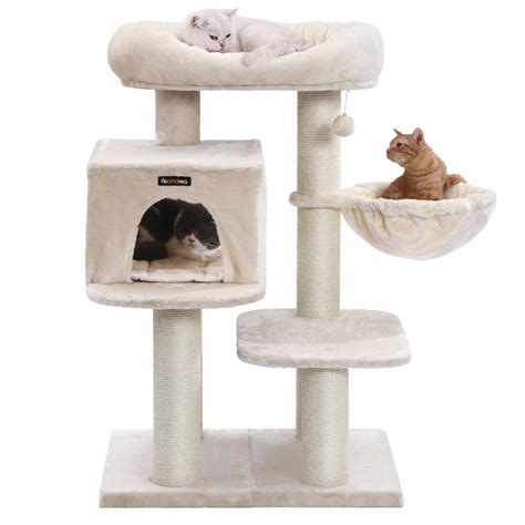 Most smaller cat trees. and for a cat tree of this size, reviewers love the price on amazon. FEANDREA Cat Tree, Cat Tower with XXL Plush Perch, Basket ...