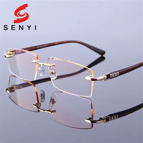 Luxury Rhinestone Reading Glasses Rimless Mens Gold Hyperopia Male Reader Eyeglasses High Clear