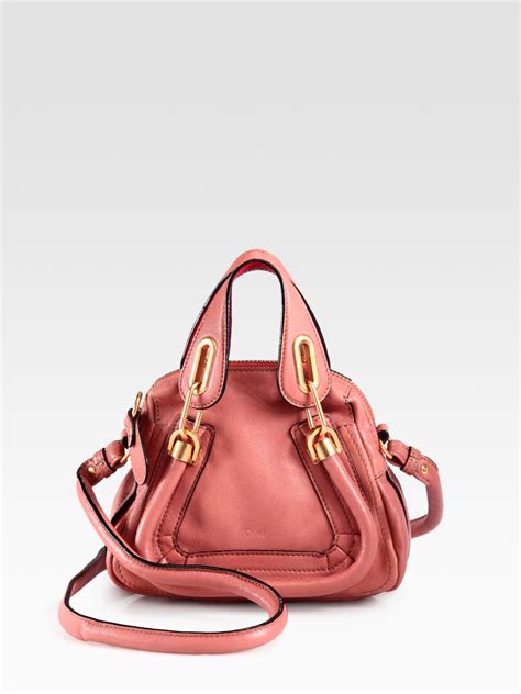 Lyst Chloé Mini Leather Paraty Crossbody Bag In Pink