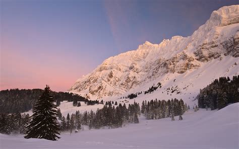 Free Wallpapers Schwagalp Pass Switzerland Alps Mountain Pass Snow