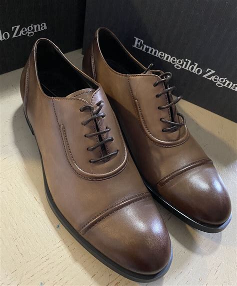 Ermenegildo Zegna Black Leather Derby Oxford Dress Shoes 9 D Ita Rare