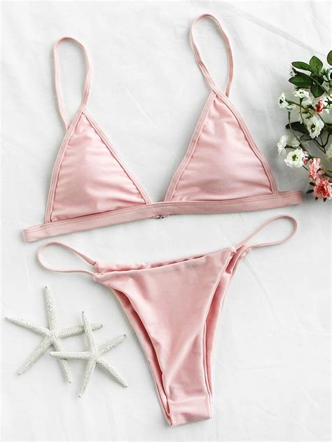 Shop Beach Triangle Bikini Set Online SheIn Offers Beach Triangle