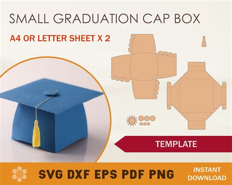 Graduation Cap Box Svg Template Graduation Hat Template Etsy Schweiz