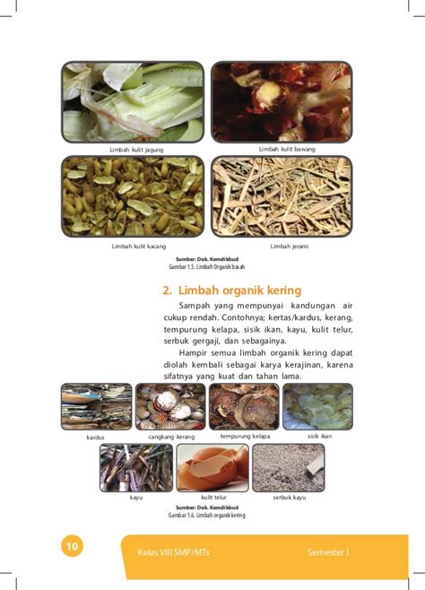 Lunak organik :sisa makanan, kulit buah, daun kering. Buku pegangan-siswa-prakarya-smp-kelas-8-kurikulum-2013