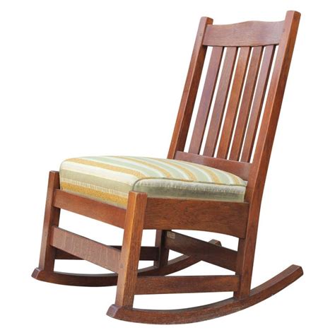 Signed Gustav Stickley Arts And Crafts Armless Rocking Chair With