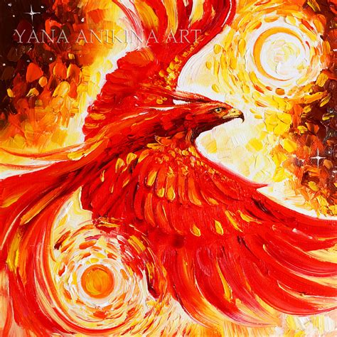 Phoenix Oil Painting Textured Phoenix Original Art Bird Phoe Inspire Uplift
