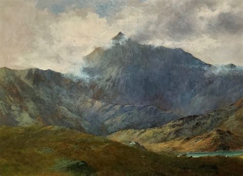 2of2 Huge Magnificent 19thc Snowdonia Mountain Welsh Landscape Oil