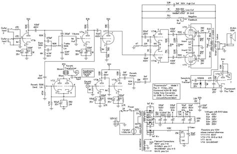 190w rms output stage amplifier circuit pcb printed circuit design darlington transistors are used tip142 tip147 very good original car where. Hammonator Organ to Guitar Amp Conversion Circuit Diagram