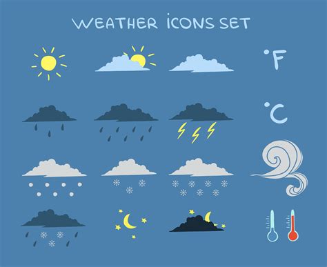 Weather Forecast Icons Set 436316 Vector Art At Vecteezy