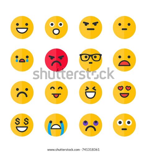 Emoticons Set Emoji Smile Icons Isolated Stock Vector Royalty Free