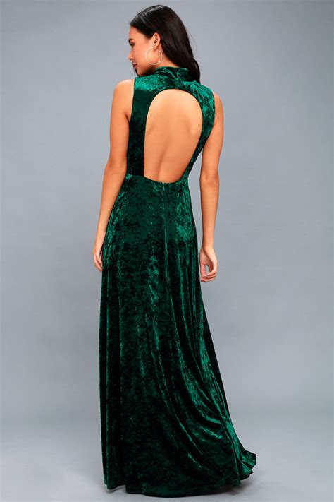 stunning maxi dress backless dress green velvet dress