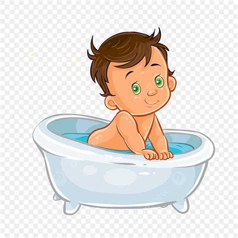 Take A Bath Vector Hd Png Images Vector Illustration Of Small Child