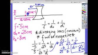 Lens Equation Ws 4 Diverging Lens Youtube