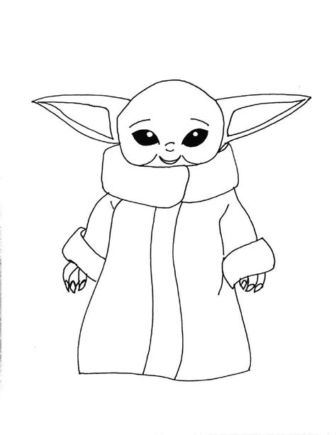 Baby Yoda Printable Coloring Page