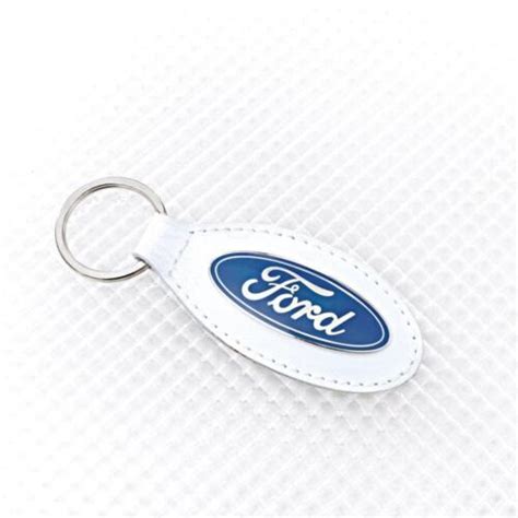 Richbrook Official Licensed Ford Logo Keyring With White Leather Key