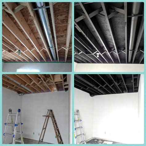 Unfinished Basement Ceiling Painted Black So Easy To Do Unfinished