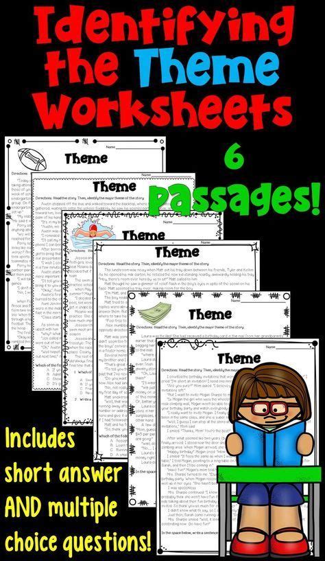 Identifying The Theme Worksheet Packet These 6 Worksheets Focus On