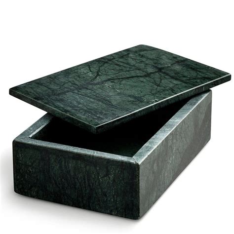 Stort Skrin I Grøn Marmor Large Green Marble Box Tipped Lid