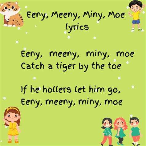 Eeny Meeny Miny Moe Lyrics Origins And Video