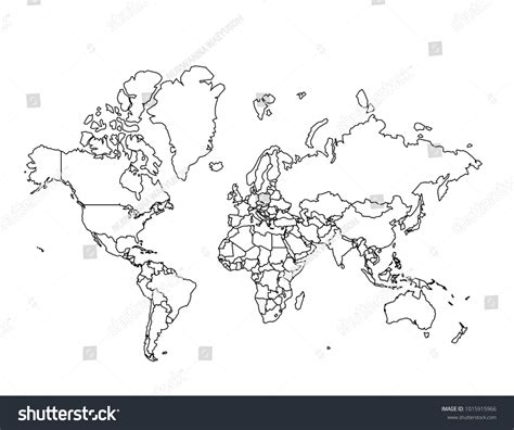 World Outline Map Detailed Isolated Vector Vector De Stock Libre De