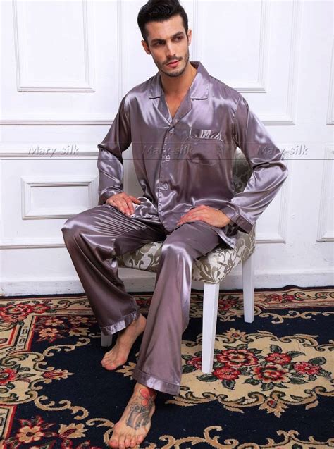 Mens Silk Satin Pajamas Set Pyjamas Set Pjs Sleepwear Loungewear S M