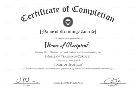 Certificate Of Completion In Us Letter Size Design Template In Psd Word