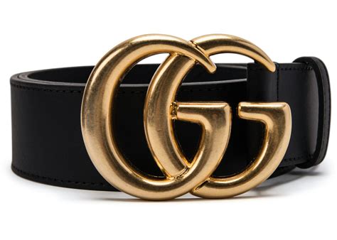 Gucci Double G Gold Buckle Leather Belt 15 Width Black