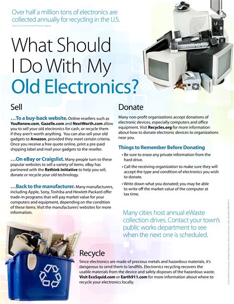 You can find a certified facility that will know how to recycle your. Sell, Donate, Recycle Old Electronics