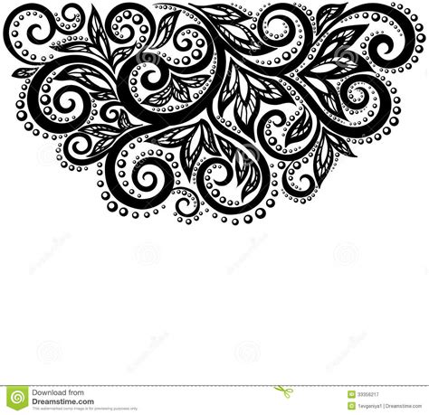 Black And White Lace Flowers And Leaves Isolated On White