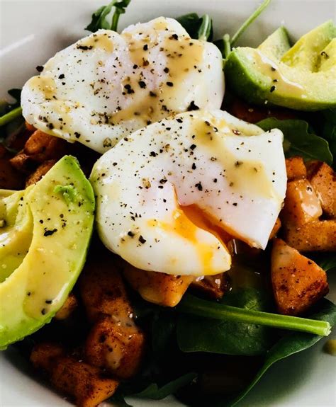 Breakfast Bowl Poached Eggs Cinnamon And Cayenne Sweet Potatoes