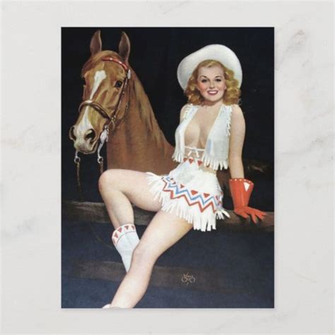 Sexy Cowgirl Pin Up Art Postcard