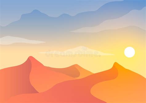 Sunset In Sandy Desert Stock Illustration Illustration Of Travel