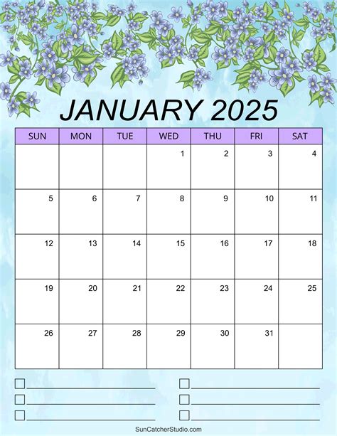 January 2025 Calendar Free Printable Diy Projects Patterns