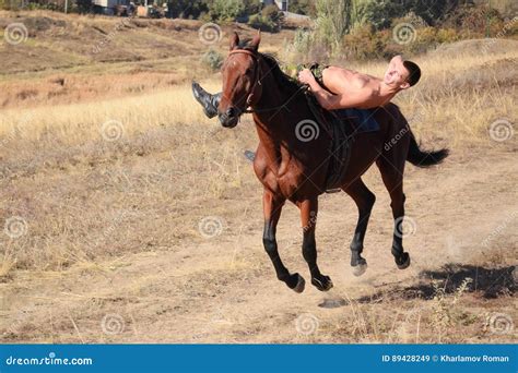 The Guy Is Riding A Horse Stock Image Image Of Holiday 89428249