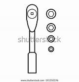 Socket Wrench Outline Vector Shutterstock Drawing Ratchet Background Chrome sketch template