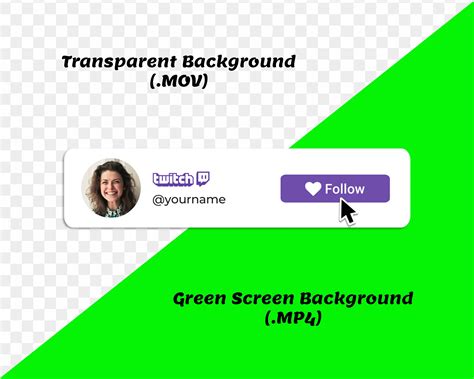 Custom Animated Twitch Follow Button Transparent And Green Etsy Uk