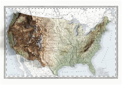 Usa Vintage Topographic Map Visual Wall Maps Studio 48 Off