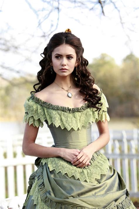 Katherine Pierce Nina Dobrev Vampire Diaries 1864 Pastel Green Gown
