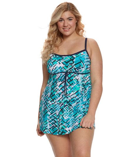 Penbrooke Plus Size Corners Empire Swimdress At