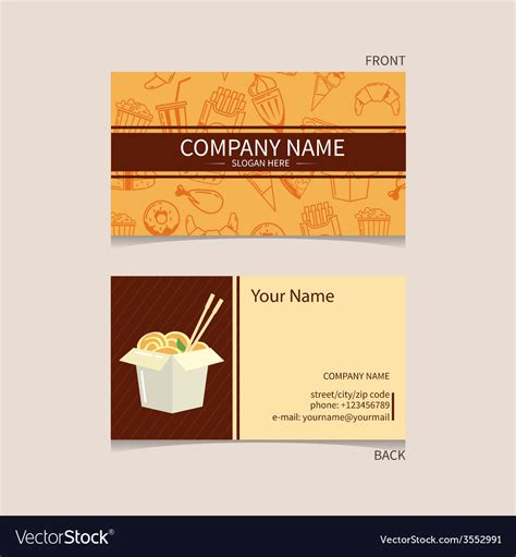 If you have a vision in your mind about how your business. Fast food business card Royalty Free Vector Image