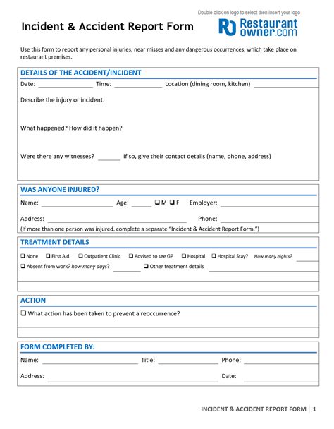 Accident Report Template HQ Printable Documents