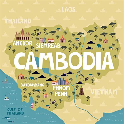 Cambodia Map Of Major Sights And Attractions