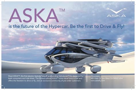 Aska™ On The Fly New Timeshare Service For Aska™ Evtol Drive And Fly Vehicle For Consumers