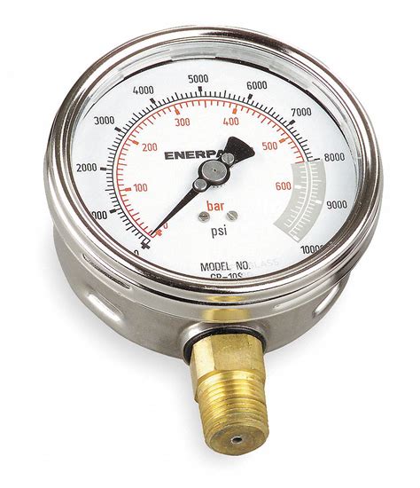 Enerpac Hydraulic Cylinder Pressure Gauge 0 To 10000 Psi 4 In Dial