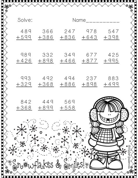 3nbt2 Winter Themed 3 Digit Addition With Regrouping Winter Theme