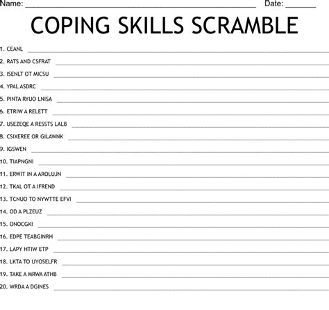 Coping Skills Word Scramble Coping Skills Worksheets